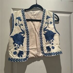 NWOT Embroidered floral vest